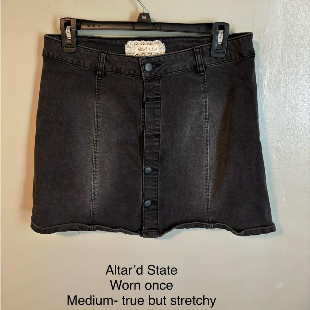 Altar’d State Black Jean Skirt